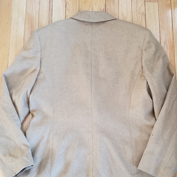 Talbots Womens Pure Camel Hair Blazer 14 FLAWS Tan Vintage 2 Button Long - Picture 7 of 14